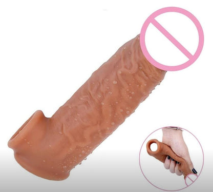 Close-up of a Silicone Smooth Fit Condom highlighting its realistic texture and ergonomic design for enhanced comfort.